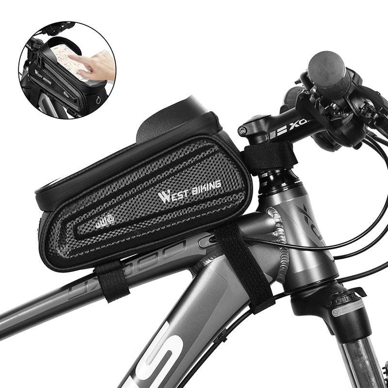 Bicycle Bag Phone Bag Waterproof Front Frame Cycling Bag Sensitive Touch Screen Road Bike Bag Bicycle Phone Bag Bike Phone Holder EVA Waterproof Handlebar Bag With Sensitive Bike Phone Front Frame Bag Bicycle Bag Phone Mount Top Tube Bag Bike 6.0-7.4 Inch