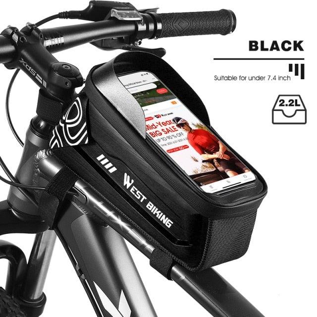 Bicycle Bag Phone Bag Waterproof Front Frame Cycling Bag Sensitive Touch Screen Road Bike Bag Bicycle Phone Bag Bike Phone Holder EVA Waterproof Handlebar Bag With Sensitive Bike Phone Front Frame Bag Bicycle Bag Phone Mount Top Tube Bag Bike 6.0-7.4 Inch