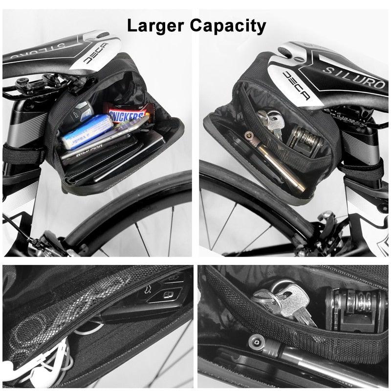 Bicycle Bag Rainproof Road Bike Bag 1.2L Large Capactity Cycling Seat Post Rear Bag For Bicycle Accessories Bike Bag Bicycle Under Seat Pouch Cycling Wedge Pack For Mountain Road Cycling Accessories Storage