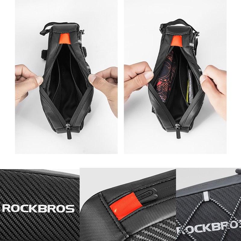 Bicycle Bag Reflective Front Top Frame Tube Bag Ultralight Portable Bike Big Capacity Pocket Cycling Accessories Top Tube Bike Bag Waterproof Bike Front Frame Bike Bag Bicycle Top Tube Bag Cycling Accessories