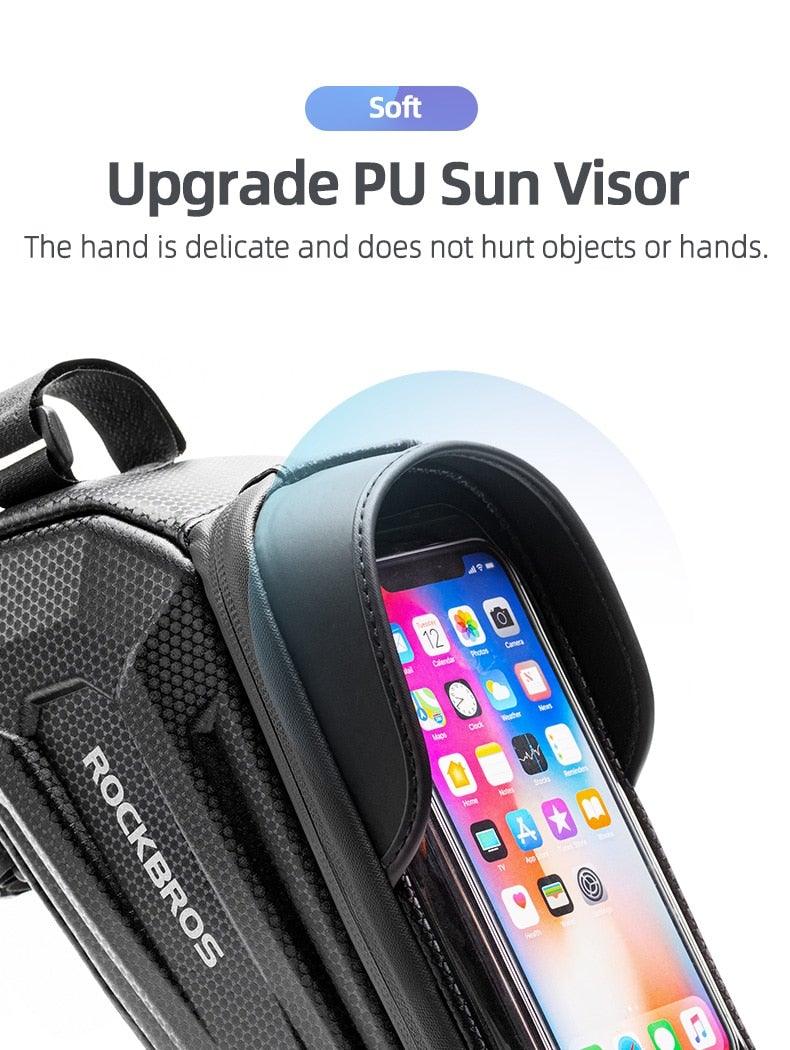 Bicycle Bag Waterproof Touch Screen Cycling Bag Top Front Tube Frame Road Bike Bag 6.5 Phone Case Bike Accessories Bike Phone Top Tube Bag Bicycle Front Frame Storage Bag Cell Phone Mount Holder Bag Case With Touch Screen Waterproof