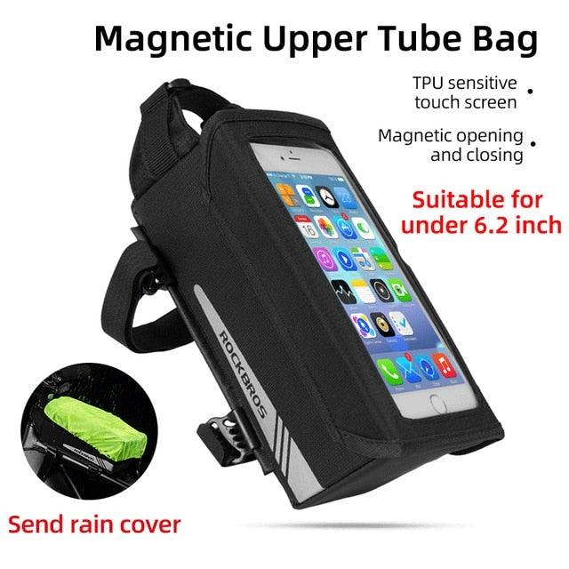 Bicycle Bag Waterproof Touch Screen Cycling Bag Top Front Tube Frame Road Bike Bag 6.5 Phone Case Bike Accessories Bike Phone Top Tube Bag Bicycle Front Frame Storage Bag Cell Phone Mount Holder Bag Case With Touch Screen Waterproof