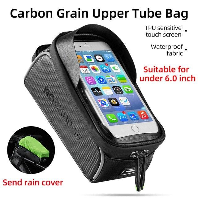 Bicycle Bag Waterproof Touch Screen Cycling Bag Top Front Tube Frame Road Bike Bag 6.5 Phone Case Bike Accessories Bike Phone Top Tube Bag Bicycle Front Frame Storage Bag Cell Phone Mount Holder Bag Case With Touch Screen Waterproof