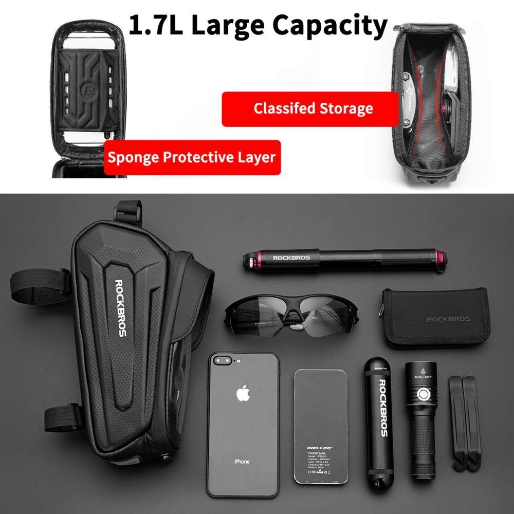 Bicycle Bag Waterproof Touch Screen Cycling Bag Top Front Tube Frame Road Bike Bag 6.5 Phone Case Bike Accessories Bike Phone Top Tube Bag Bicycle Front Frame Storage Bag Cell Phone Mount Holder Bag Case With Touch Screen Waterproof