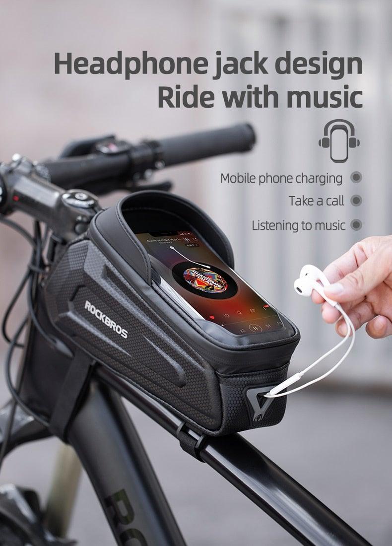 Bicycle Bag Waterproof Touch Screen Cycling Bag Top Front Tube Frame Road Bike Bag 6.5 Phone Case Bike Accessories Bike Phone Top Tube Bag Bicycle Front Frame Storage Bag Cell Phone Mount Holder Bag Case With Touch Screen Waterproof