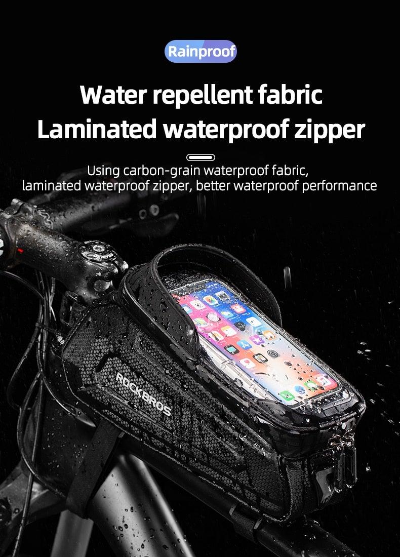 Bicycle Bag Waterproof Touch Screen Cycling Bag Top Front Tube Frame Road Bike Bag 6.5 Phone Case Bike Accessories Bike Phone Top Tube Bag Bicycle Front Frame Storage Bag Cell Phone Mount Holder Bag Case With Touch Screen Waterproof