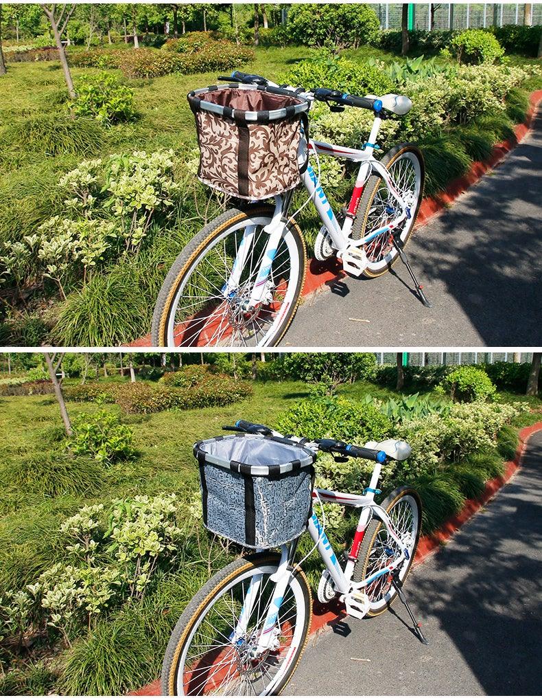 Bicycle Basket Handlebar Cycling Carryings Holder Bike Riding Pouch Cycle Biking Front Baggage Bag Load Bike Basket Detachable Bicycle Basket Folding Small Pet Cat Dog Carrier Front Handlebar Basket For Most Mountain Bikes And Bicycles Easy Install