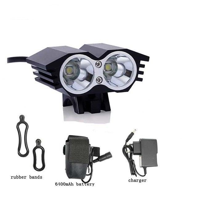 Bicycle Front Light Super Bright Bike Light Road Cycling Headlight 6400mAh Battery Pack Charger Bicycle Light USB Rechargeable Bike Headlight Set Install In Seconds Without Tools Powerful Bike Headlight