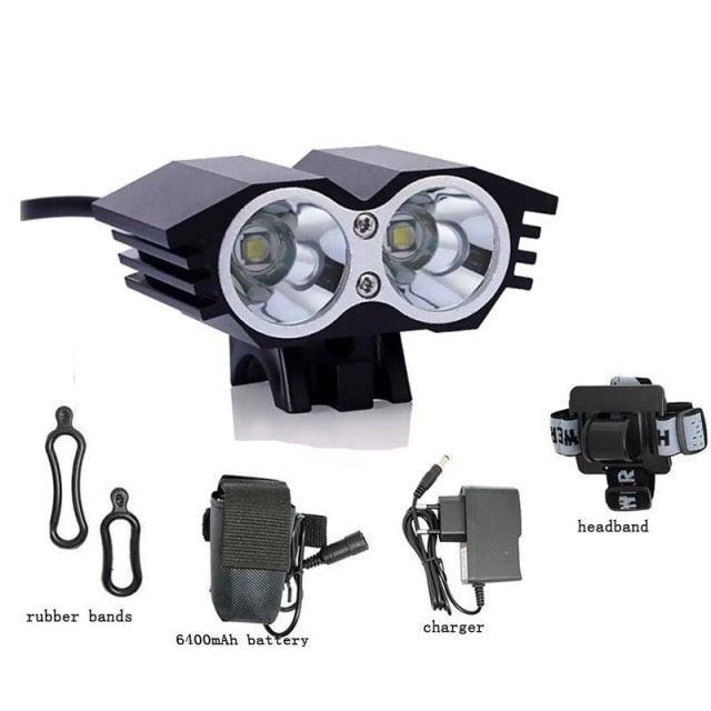 Bicycle Front Light Super Bright Bike Light Road Cycling Headlight 6400mAh Battery Pack Charger Bicycle Light USB Rechargeable Bike Headlight Set Install In Seconds Without Tools Powerful Bike Headlight