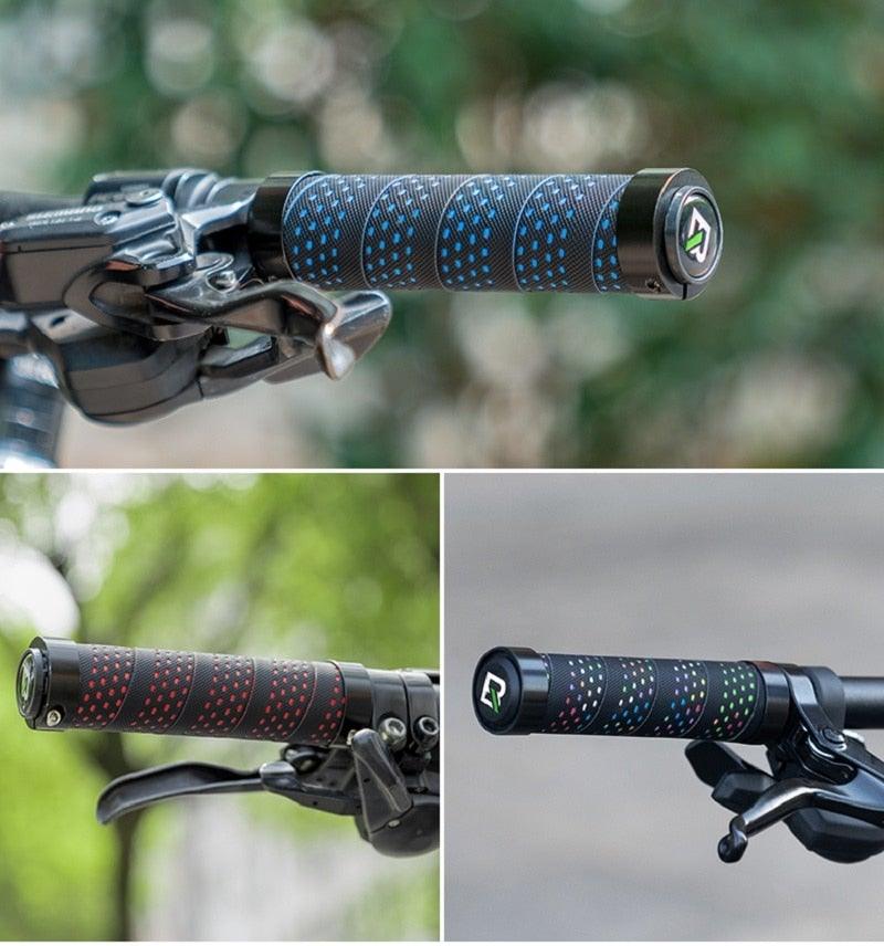 Bicycle Grips Rubber Handle Anti-Skid Cycling Handlebar Cuffs Lock Aluminum Alloy Bike Lock-On Mountain Bike Grips Bicycle Handlebar Locking Grips Non-Slip Handle Grips