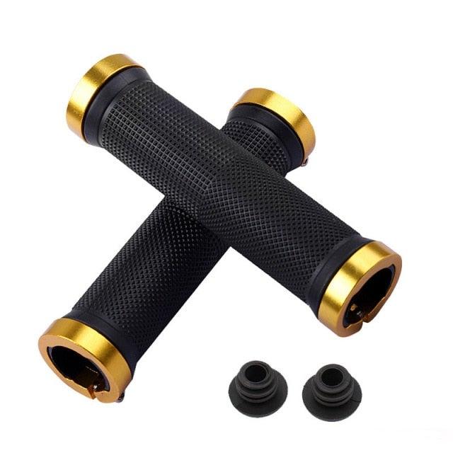 Bicycle Grips Rubber Handle Anti-Skid Cycling Handlebar Cuffs Lock Aluminum Alloy Bike Lock-On Mountain Bike Grips Bicycle Handlebar Locking Grips Non-Slip Handle Grips