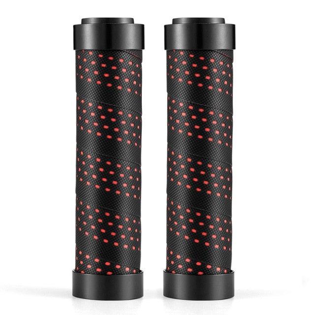 Bicycle Grips Rubber Handle Anti-Skid Cycling Handlebar Cuffs Lock Aluminum Alloy Bike Lock-On Mountain Bike Grips Bicycle Handlebar Locking Grips Non-Slip Handle Grips