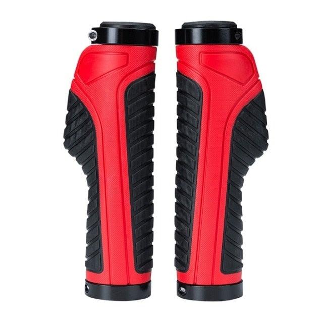 Bicycle Grips Rubber Handle Anti-Skid Cycling Handlebar Cuffs Lock Aluminum Alloy Bike Lock-On Mountain Bike Grips Bicycle Handlebar Locking Grips Non-Slip Handle Grips