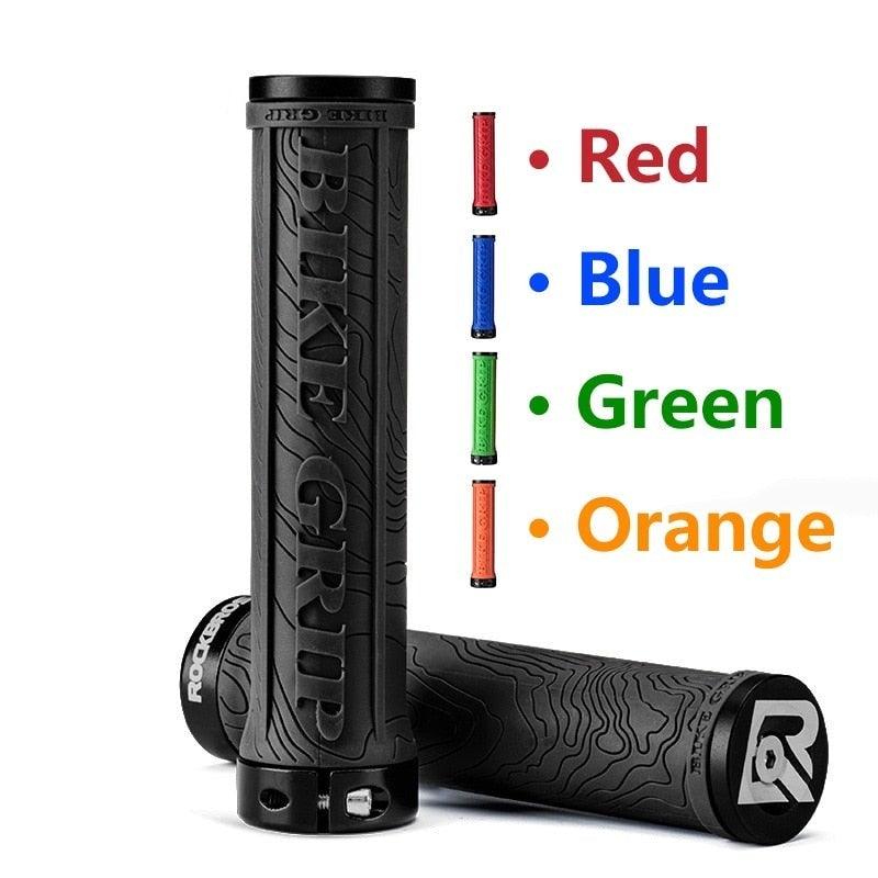 Bicycle Grips Rubber Handle Anti-Skid Cycling Handlebar Cuffs Lock Aluminum Alloy Bike Lock-On Mountain Bike Grips Bicycle Handlebar Locking Grips Non-Slip Handle Grips