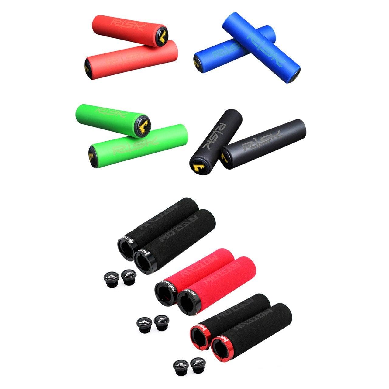 Bicycle Handlebar Cover Silicone Non Slip Bike Handle End Grips Bicycle Parts Soft Sponge Non-Slip Bicycle Handle With End Holding Shock Resistance Absorbent Comfortable Bike Accessories