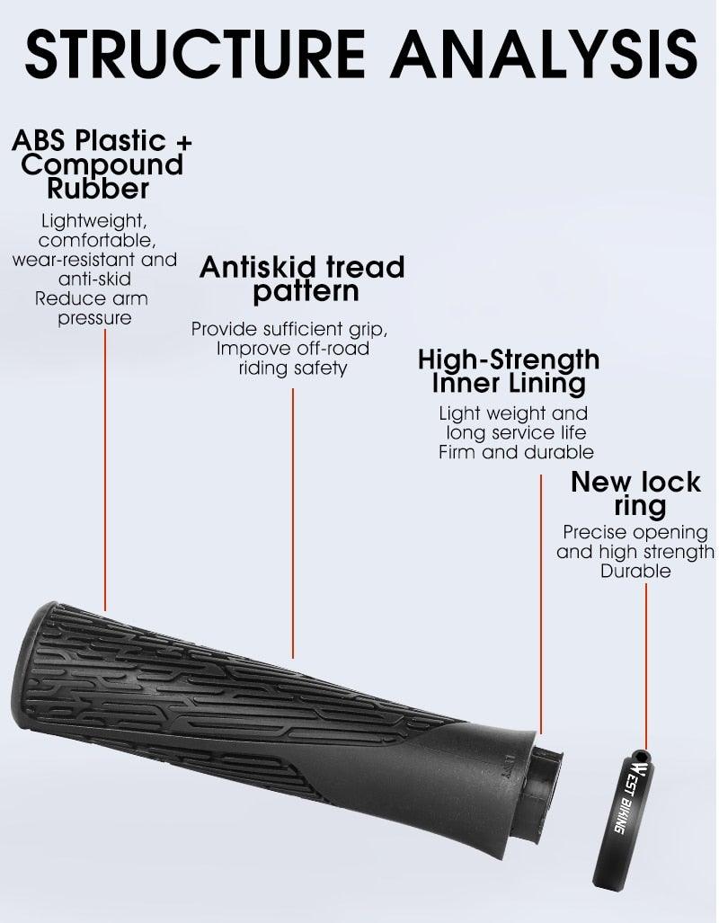 Bicycle Handlebar Grips Cycling Bicycle Accessories Non-Slip Bicycle Handlebar Grips Bike Handle Ergonomic Shockproof Bicycle Handle Grip With Adjustable Aluminum Lock For Mountain Bike