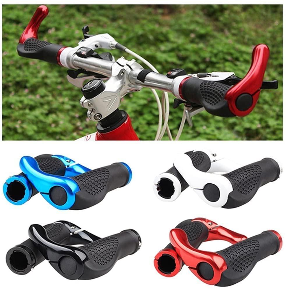 Bicycle Handlebar Rubber Grip End Cap Aluminium Alloy Lock Mountain Bike Handle Bar Grip Anti-Slip Bicycle Skid-Proof Grips Handlebar Cover Widen Holding Surface Unti-Skid Bike Grips Shockproof Handlebar Cover Ergonomic Design