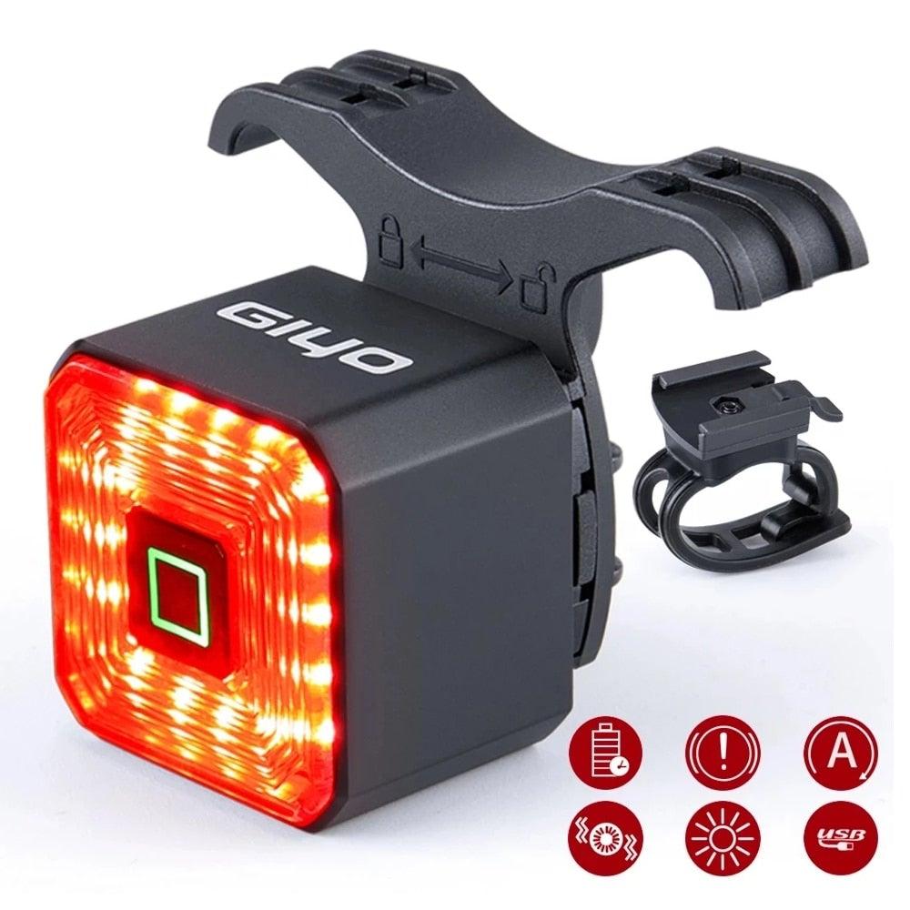 Bicycle Light Smart Rear Taillight USB LED Waterproof Safety Stop Signal Brake Cycling Lamp Waterproof Bike Rear Lights USB Rechargeable Ultra Bright Led Brake Light Cycling Riding Safety Taillight Flashlight