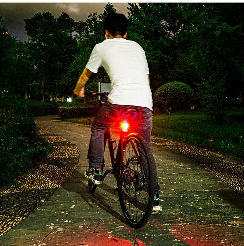 Bicycle Light Taillight Aluminum Alloy Helmet Night Riding Warning Mountain Bike LED Headlight Rear Light Bicycle Ultra Bright LED Warning Bicycle Flashlight USB Rechargeable Auto On/Off Sensor