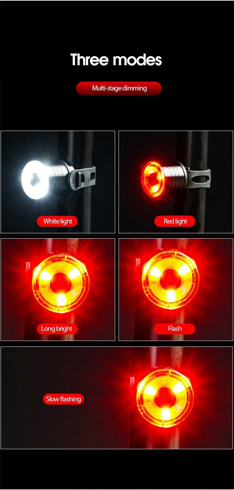 Bicycle Light Taillight Aluminum Alloy Helmet Night Riding Warning Mountain Bike LED Headlight Rear Light Bicycle Ultra Bright LED Warning Bicycle Flashlight USB Rechargeable Auto On/Off Sensor