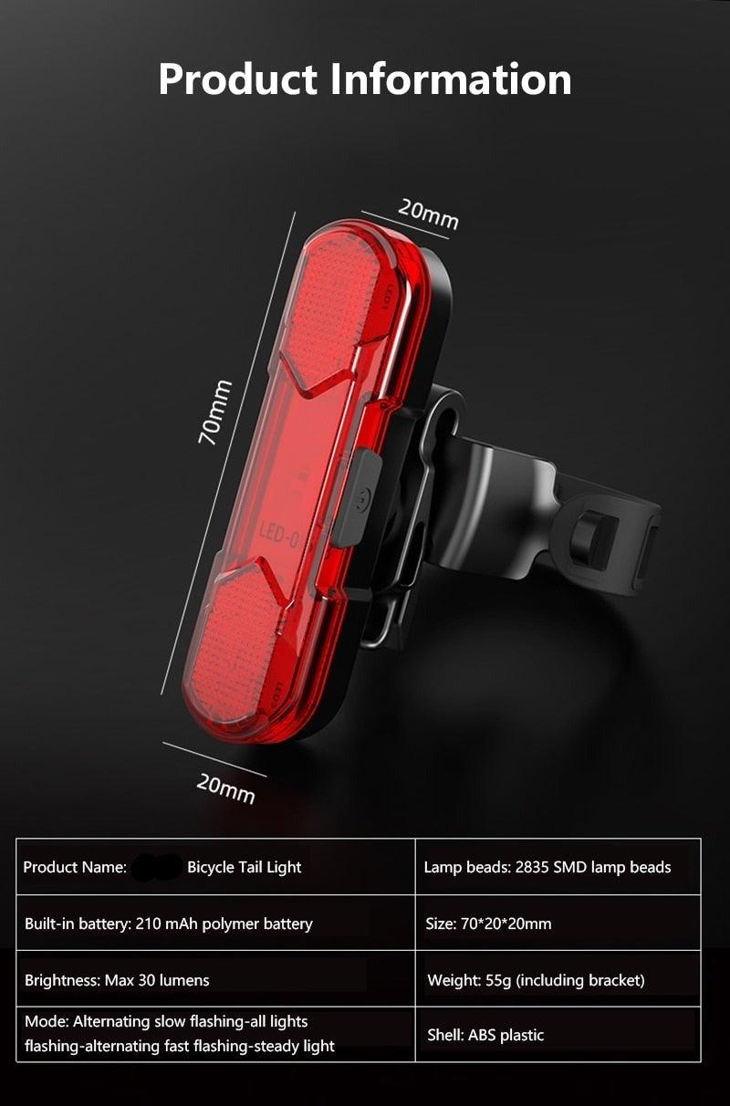 Bicycle Lights Waterproof Riding Rear Light Usb Rechargeable Mountain Bike Headlight Cycling Light Tail-Lamp Bright Bicycle Rear Cycling Safety Flashlight