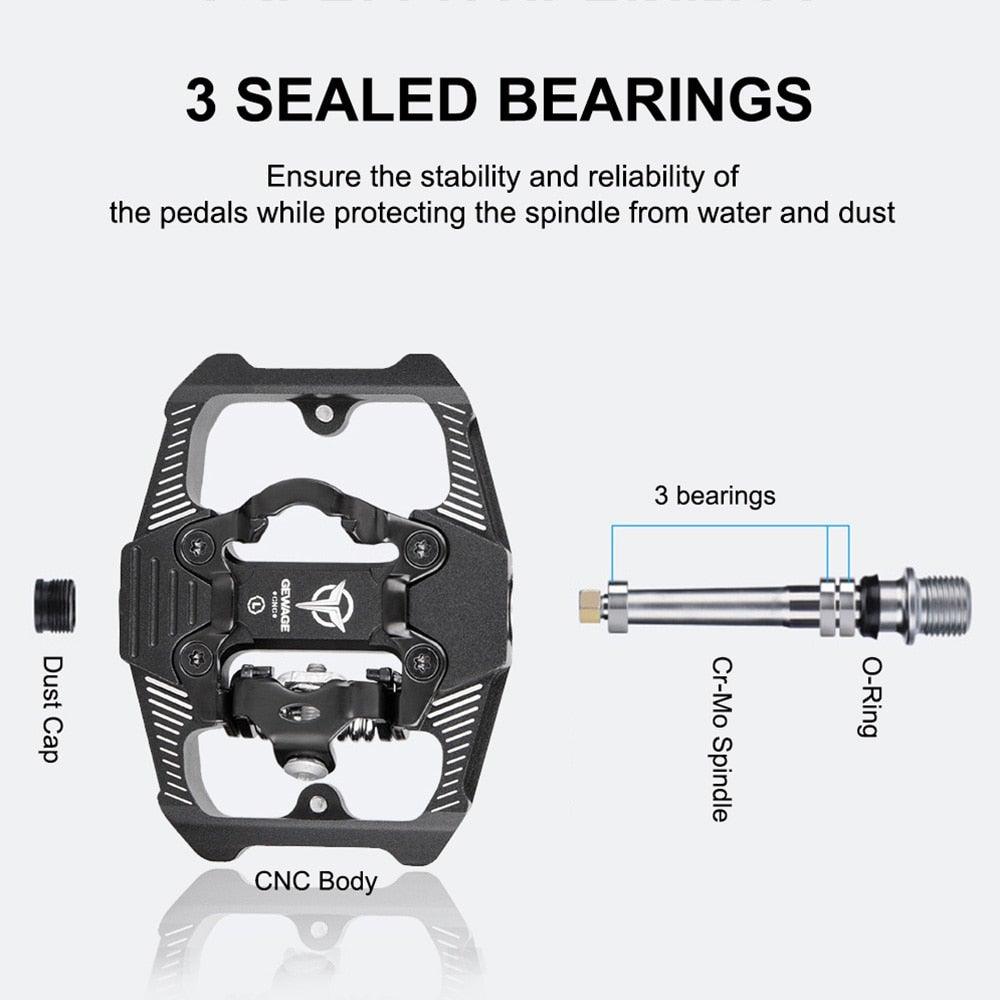 Bicycle Lock Pedal 2 In 1 With Free Cleat For Road Bikes Aluminum Anti-slip Sealed Bearing Lock Accessories Bike Clip In Pedals Cleats Included Suitable For Spin Bike Exercise Bike Indoor Bike