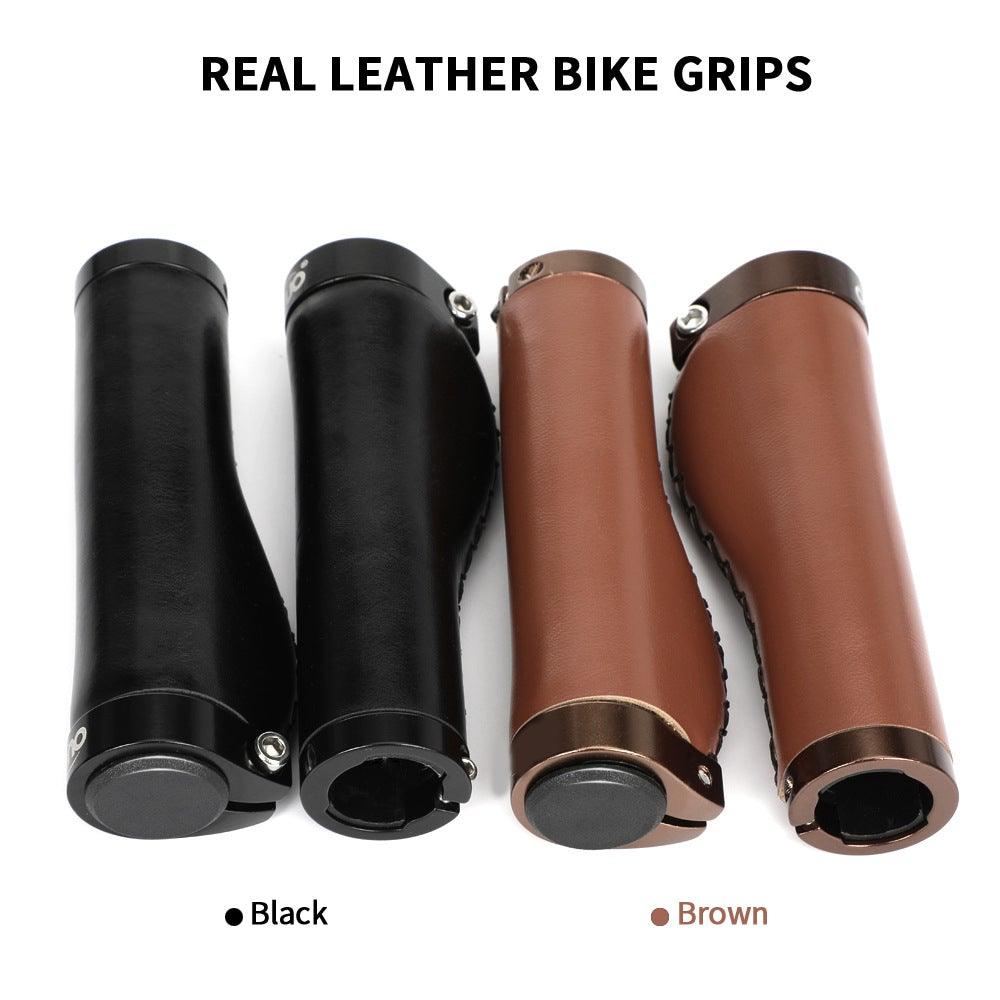 Bicycle Locking Grip Wear-Resistant Leather Non-Slip Grip Cover Mountain Bike Handlebar Lock-on Bike Handlebar Grips Locking Non-Slip-PU Bicycle Handle Grip Widen Holding Surface For Cycling Mountain And Bicycles Accessories