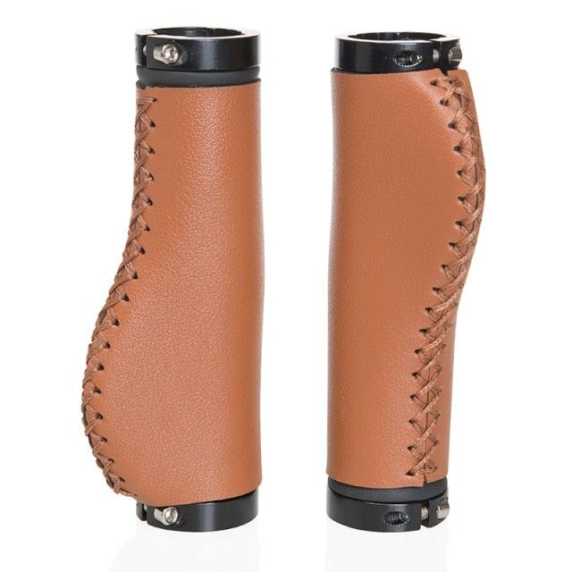 Bicycle Locking Grip Wear-Resistant Leather Non-Slip Grip Cover Mountain Bike Handlebar Lock-on Bike Handlebar Grips Locking Non-Slip-PU Bicycle Handle Grip Widen Holding Surface For Cycling Mountain And Bicycles Accessories