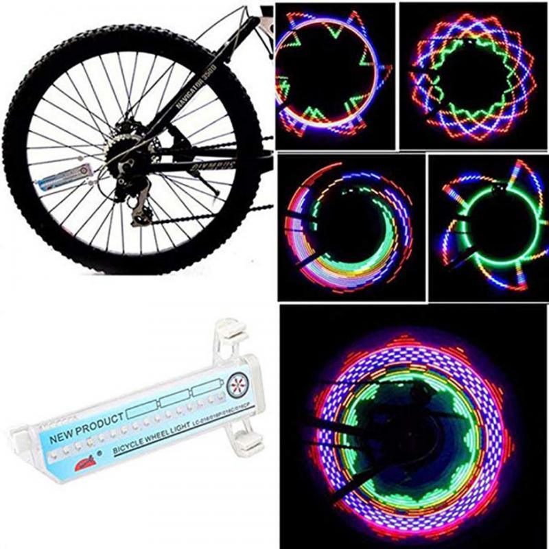 Bicycle Motorcycle Bike Tire Wheel Lights 32 Patterns LED Flash Spoke Lamp Cycling Light Bike Bicycle Spoke LED Lights Bright Cycling Flashing Night Light Safe Accessories