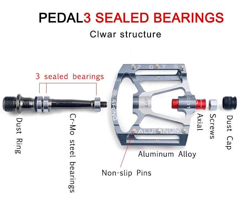 Bicycle pedal Flat Bike Pedals Road 3 Seal Bearings Mountain Bike aluminum Wide Platform Mountain Bike Pedals Flat Bicycle Pedals Lightweight Road Bike Pedals Fiber Sealed Bearing Flat Pedals