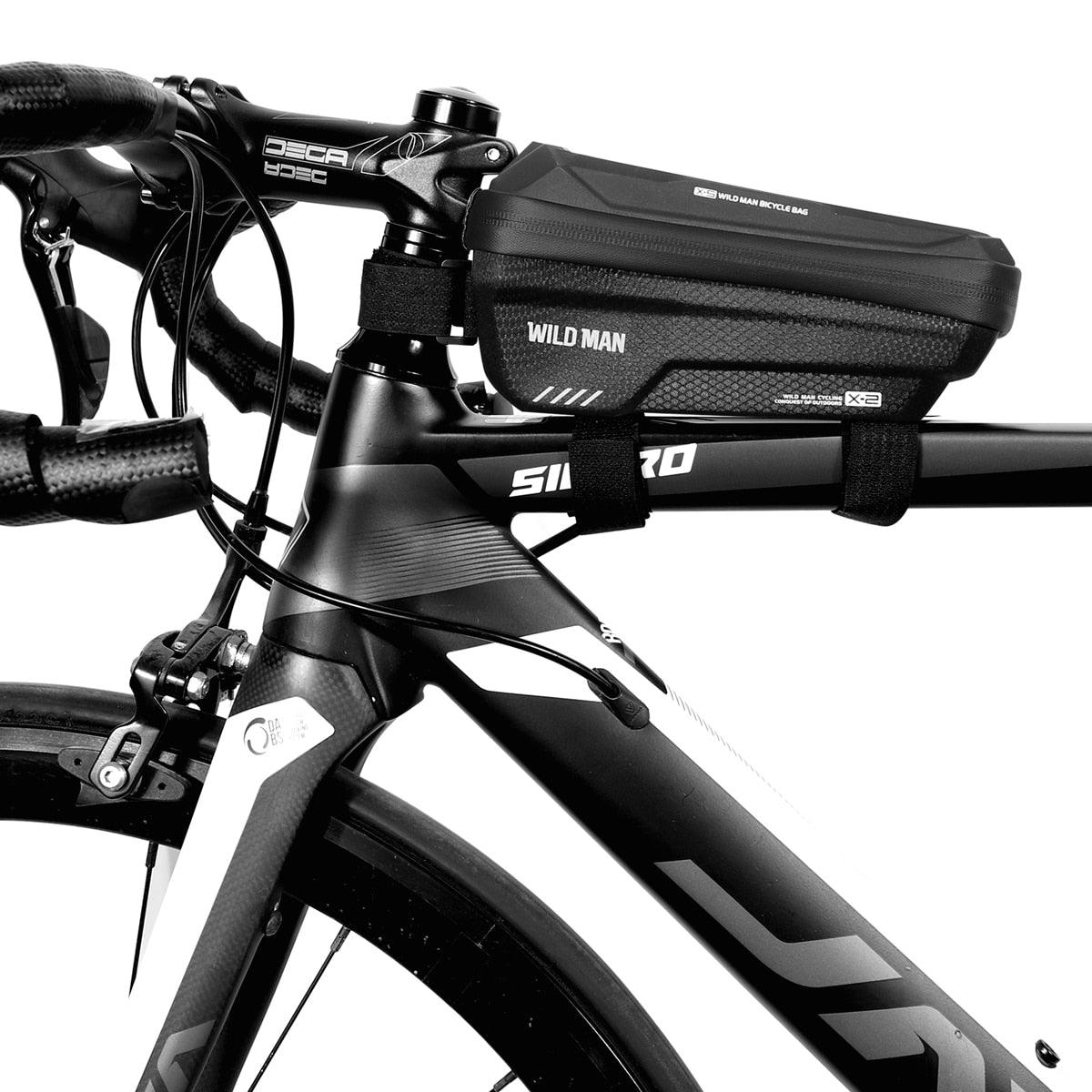 Bicycle Touchscreen Front Frame Bag Phone Case With Double Zippers Cycling Bike Accessories Bike Bag Bike Phone Bag Bike Pouch Bicycle Front Frame Bag Waterproof Top Tube Handlebar Bag Bike Phone Mount Bag Cycling Storage Bag