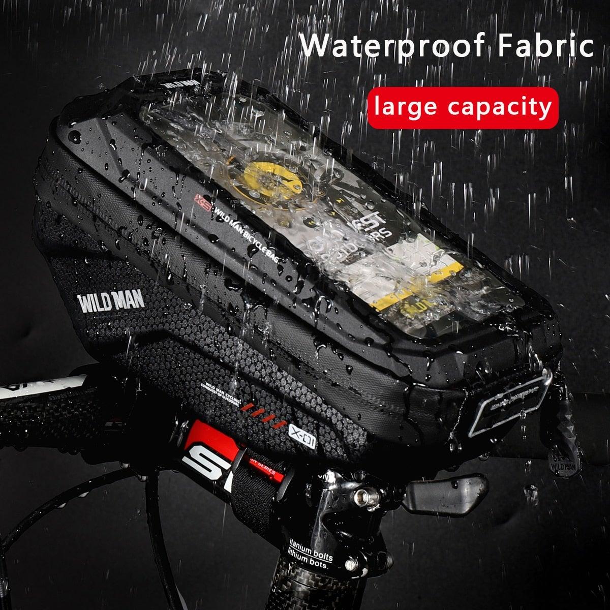 Bicycle Touchscreen Front Frame Bag Phone Case With Double Zippers Cycling Bike Accessories Bike Bag Bike Phone Bag Bike Pouch Bicycle Front Frame Bag Waterproof Top Tube Handlebar Bag Bike Phone Mount Bag Cycling Storage Bag