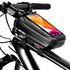 Bicycle Touchscreen Front Frame Bag Phone Case With Double Zippers Cycling Bike Accessories Bike Bag Bike Phone Bag Bike Pouch Bicycle Front Frame Bag Waterproof Top Tube Handlebar Bag Bike Phone Mount Bag Cycling Storage Bag