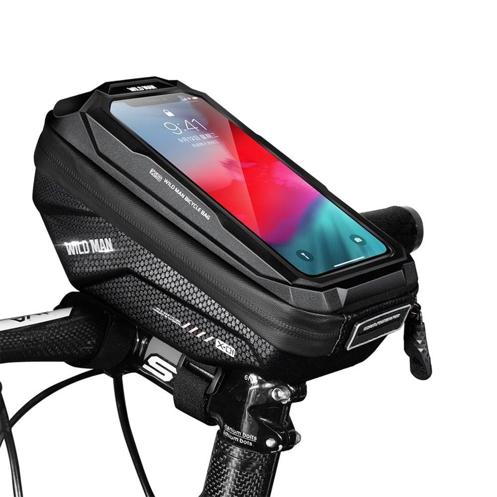 Bicycle Touchscreen Front Frame Bag Phone Case With Double Zippers Cycling Bike Accessories Bike Bag Bike Phone Bag Bike Pouch Bicycle Front Frame Bag Waterproof Top Tube Handlebar Bag Bike Phone Mount Bag Cycling Storage Bag