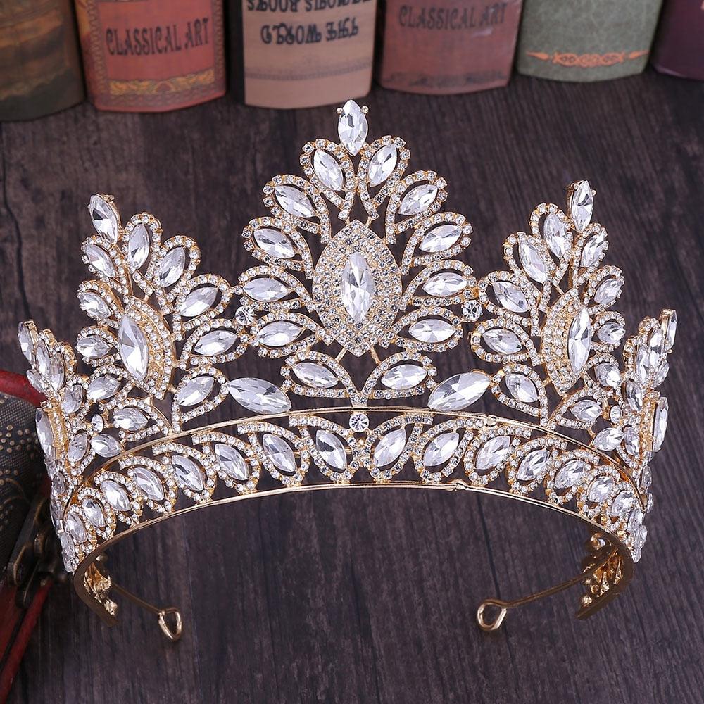 Big Crystal Tiaras Wedding Crown For Brides Women Hair Accessories Headpieces Princess Pageant Crystal Crown Pageant Bridal Wedding Hair Jewelry Accessories Headdress Crystal Crown Pageant Bridal Wedding Hair Jewelry Accessories Headdress