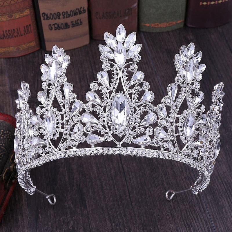 Big Crystal Tiaras Wedding Crown For Brides Women Hair Accessories Headpieces Princess Pageant Crystal Crown Pageant Bridal Wedding Hair Jewelry Accessories Headdress Crystal Crown Pageant Bridal Wedding Hair Jewelry Accessories Headdress