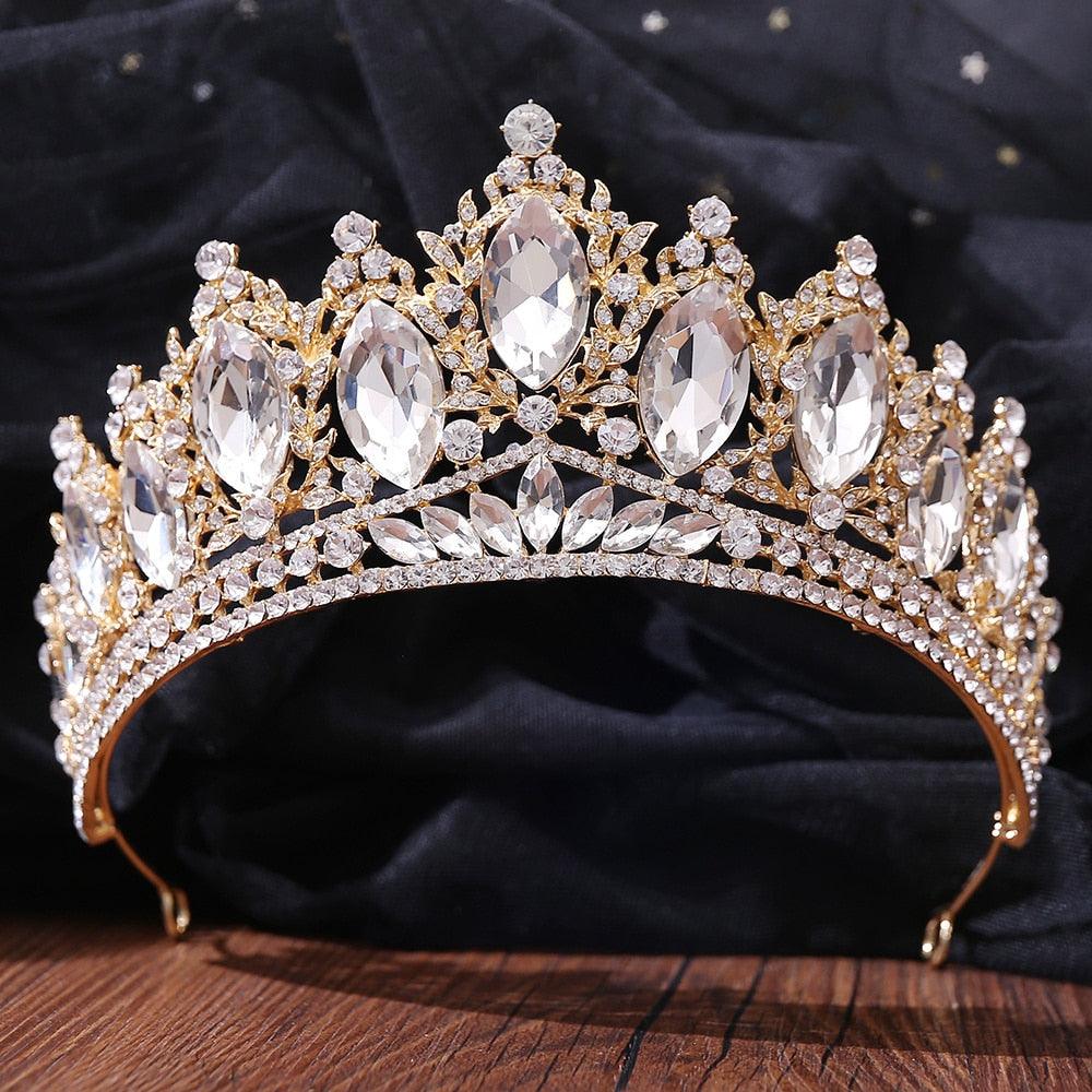 Big Crystal Tiaras Wedding Crown For Brides Women Hair Accessories Headpieces Princess Pageant Crystal Crown Pageant Bridal Wedding Hair Jewelry Accessories Headdress Crystal Crown Pageant Bridal Wedding Hair Jewelry Accessories Headdress