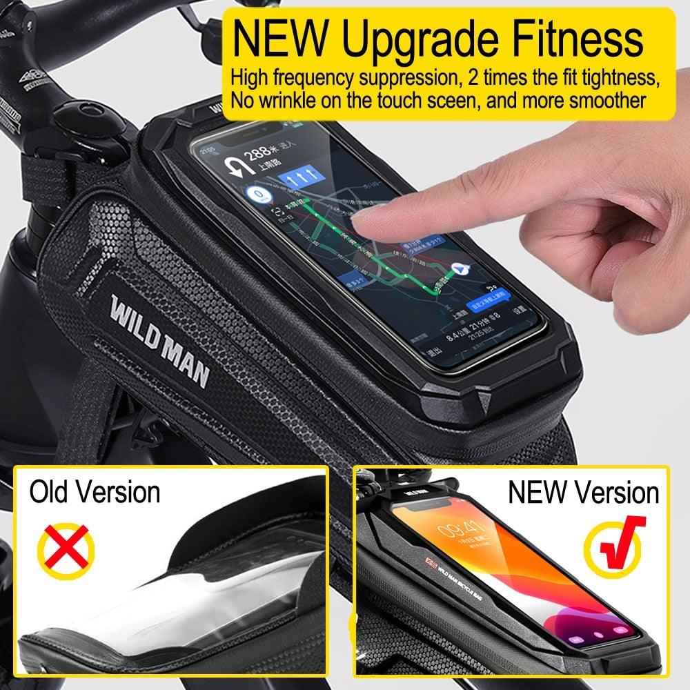 Bike Bag 1.8L Frame Front Tube Cycling Bag Bicycle Waterproof Phone Case Holder Touchscreen Bag Accessories Universal Bicycle Handlebar Bag Top Tube Bike Bag Bicycle Bag Top Tube Bag Bike Phone Case Holder Compatible With Smartphones