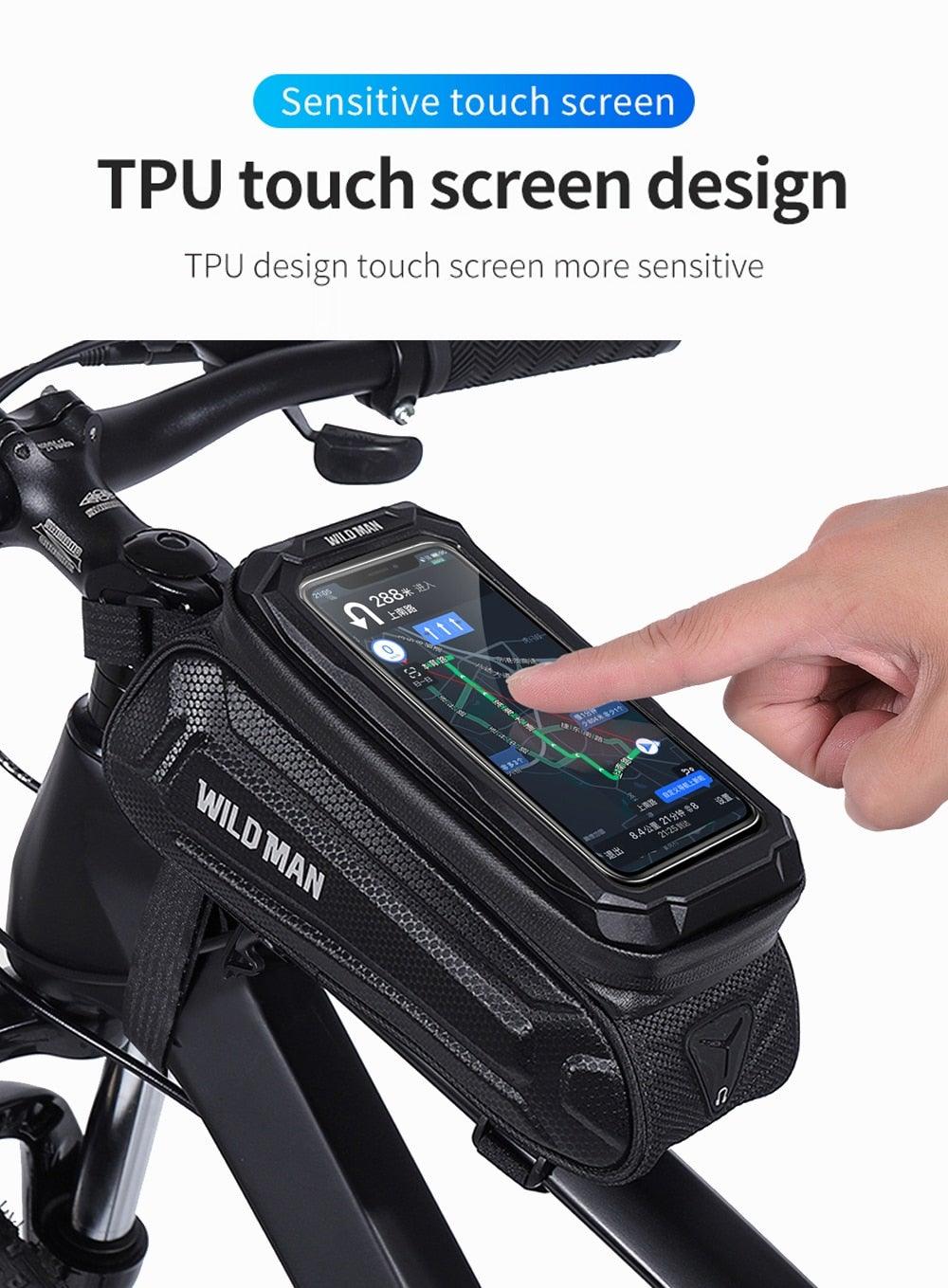 Bike Bag 1.8L Frame Front Tube Cycling Bag Bicycle Waterproof Phone Case Holder Touchscreen Bag Accessories Universal Bicycle Handlebar Bag Top Tube Bike Bag Bicycle Bag Top Tube Bag Bike Phone Case Holder Compatible With Smartphones