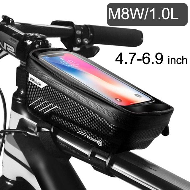 Bike Bag 1.8L Frame Front Tube Cycling Bag Bicycle Waterproof Phone Case Holder Touchscreen Bag Accessories Universal Bicycle Handlebar Bag Top Tube Bike Bag Bicycle Bag Top Tube Bag Bike Phone Case Holder Compatible With Smartphones