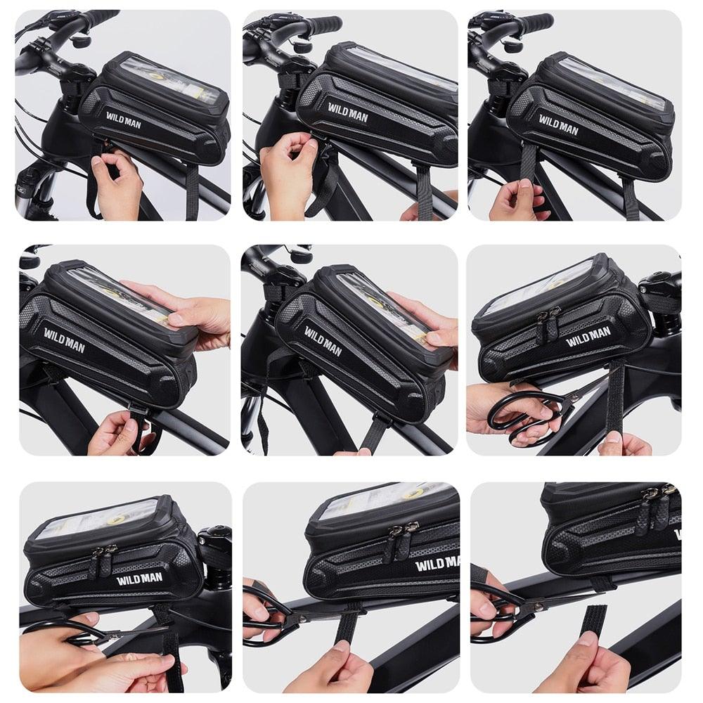 Bike Bag 1.8L Frame Front Tube Cycling Bag Bicycle Waterproof Phone Case Holder Touchscreen Bag Accessories Universal Bicycle Handlebar Bag Top Tube Bike Bag Bicycle Bag Top Tube Bag Bike Phone Case Holder Compatible With Smartphones