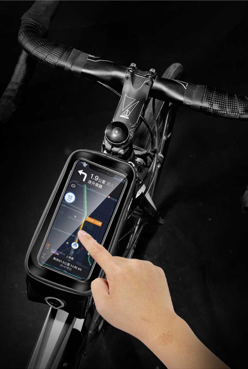 Bike Bag Frame Front Top Tube Waterproof Hard Shell Cycling Bag Touch Screen Phone Case Bicycle Accessories Bike Phone Mount Bag Cycling Waterproof Front Frame Top Tube Handlebar Bag With Touch Screen Holder Case