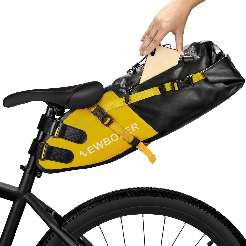 Bike Bag Waterproof Large Capacity Bicycle Bag Cycling Foldable Road Trunk Bike Packing Large Bike Bags Waterproof Bike Bag Under Seat Roll Up Cycling Rear Tail Pack Black 13L