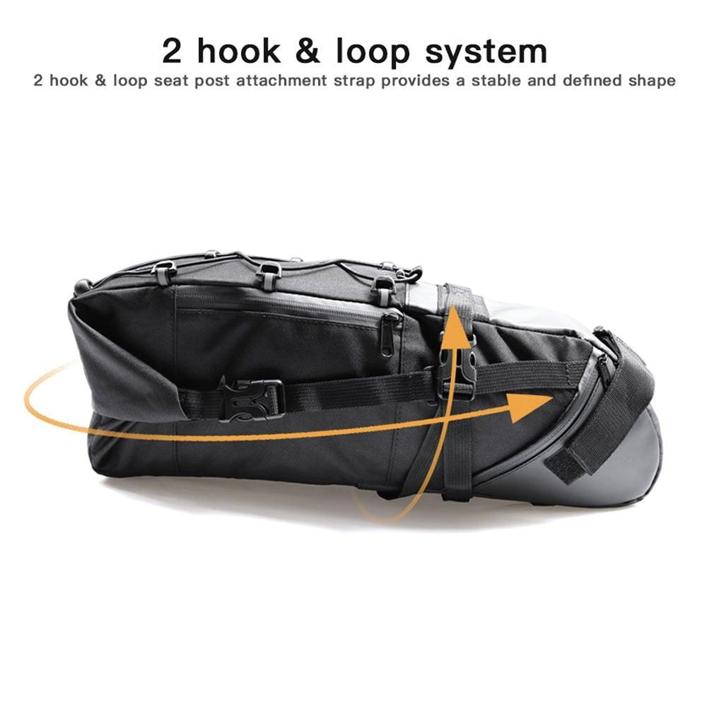 Bike Bag Waterproof Large Capacity Bicycle Bag Cycling Foldable Road Trunk Bike Packing Large Bike Bags Waterproof Bike Bag Under Seat Roll Up Cycling Rear Tail Pack Black 13L