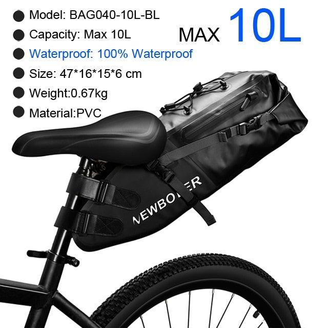 Bike Bag Waterproof Large Capacity Bicycle Bag Cycling Foldable Road Trunk Bike Packing Large Bike Bags Waterproof Bike Bag Under Seat Roll Up Cycling Rear Tail Pack Black 13L