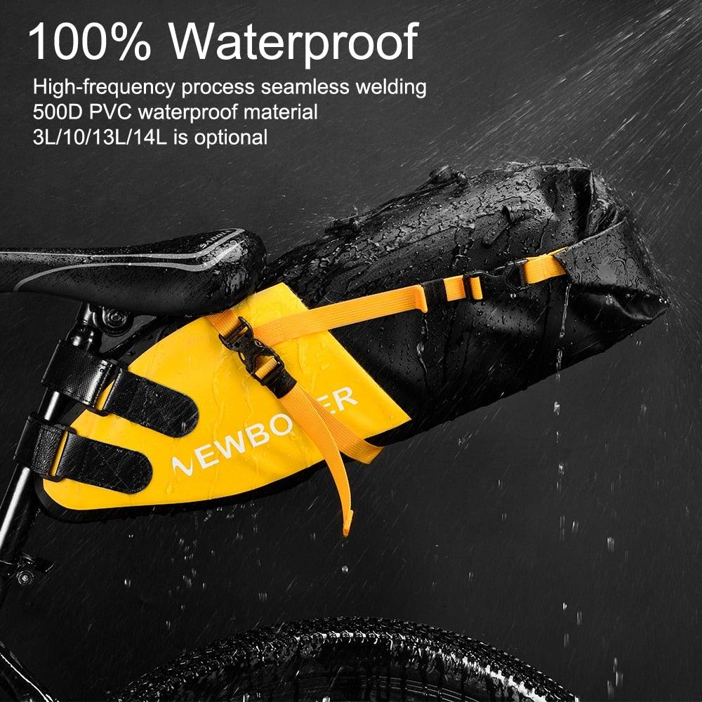 Bike Bag Waterproof Large Capacity Bicycle Bag Cycling Foldable Road Trunk Bike Packing Large Bike Bags Waterproof Bike Bag Under Seat Roll Up Cycling Rear Tail Pack Black 13L