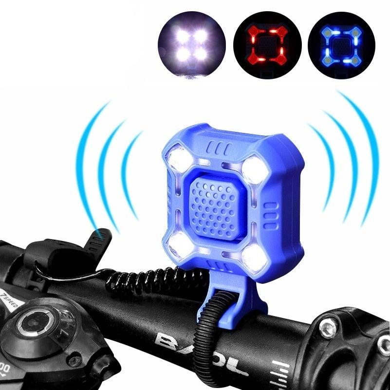 Bike Bell 4 Lamp Cycling Light 1200mAh Electric Horn Waterproof USB Charging Loud Alarm Security Bicycle Bell Bright Eyes Fully Waterproof Lumen Rechargeable Mountain Road Bike Headlight