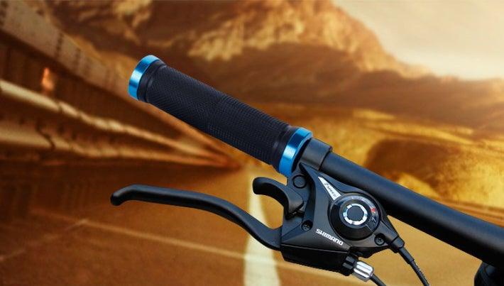 Bike Handlebar Cover Grips Anti-Slip Mountain Road Cycling Bike Bicycle Smooth Soft Rubber Handle Grip Lock Bar Non-Slip-Rubber Bicycle Handle Grip With Aluminum Lock Rubber Comfortable Bike Grips