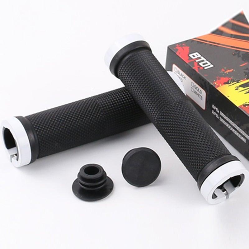 Bike Handlebar Cover Grips Anti-Slip Mountain Road Cycling Bike Bicycle Smooth Soft Rubber Handle Grip Lock Bar Non-Slip-Rubber Bicycle Handle Grip With Aluminum Lock Rubber Comfortable Bike Grips