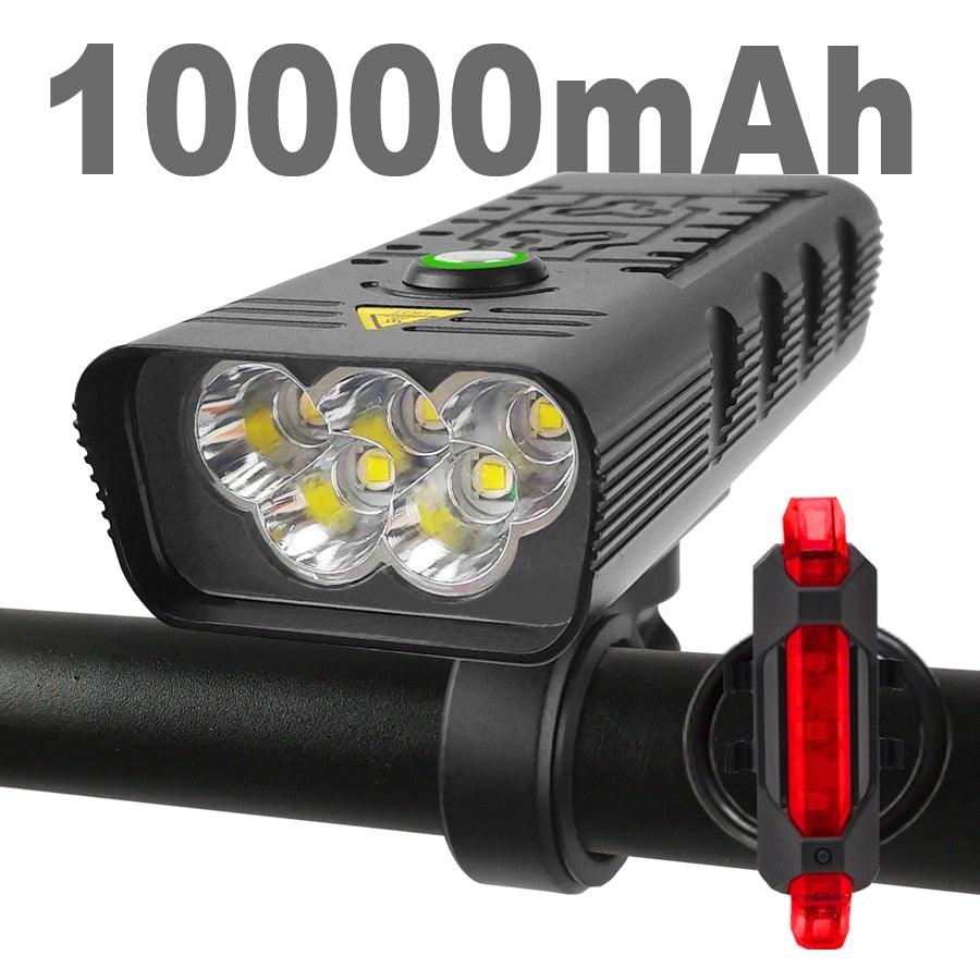 Bike Light USB Rechargeable 3000 Lumens Bike Headlight LED Super Bright Flashlight Front Lights And Back Rear Light Adjustable Lightness Waterproof And Large Capacity Battery 10000mAh